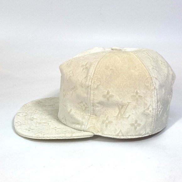 LOUIS VUITTON MP3421 Monogram newsboy velvet hat cap polyester White main image 5